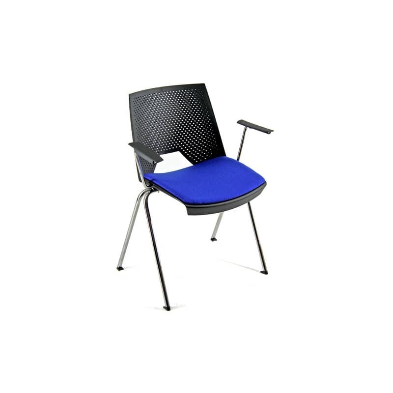 Sedia visitatore a 4 gambe Unisit Strike SKBR schienale a rete nero - PPL rosso con braccioli - SKBR/RO