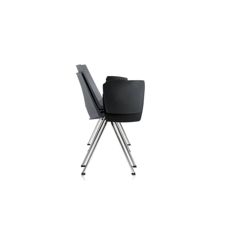 Sedia visitatore a 4 gambe Unisit Strike SKT con tavoletta - PPL nero SKT/NE