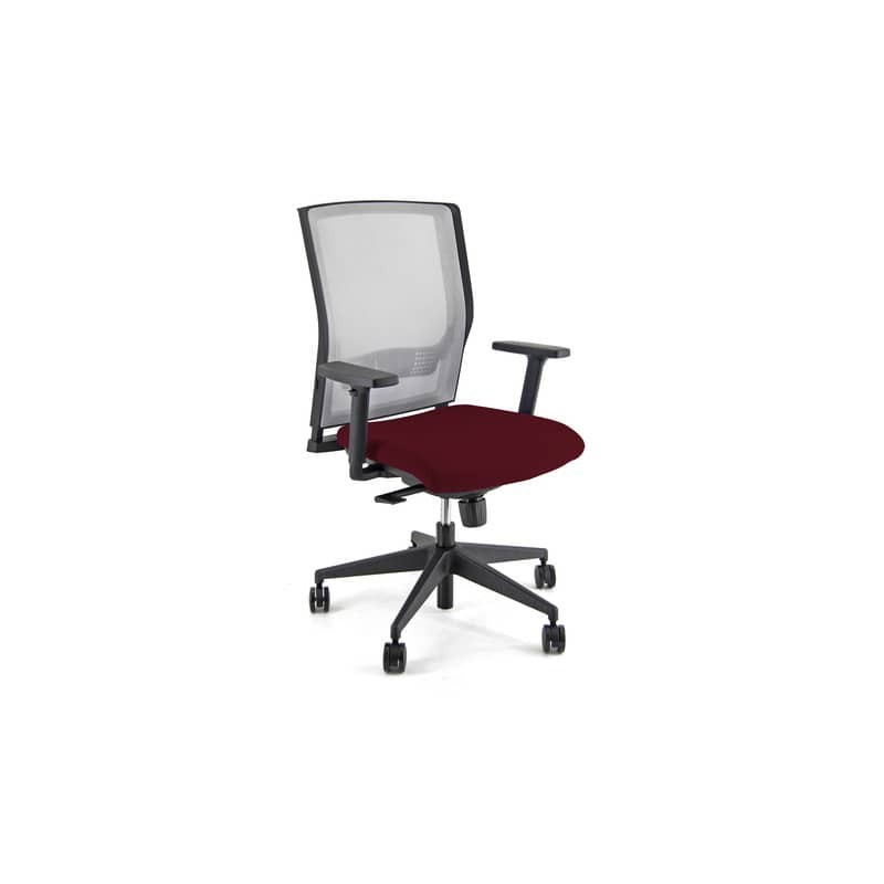 Sedia operativa girevole Unisit X Ray X2 schienale in rete grigio - rivestimento ignifugo bordeaux - X2/ID