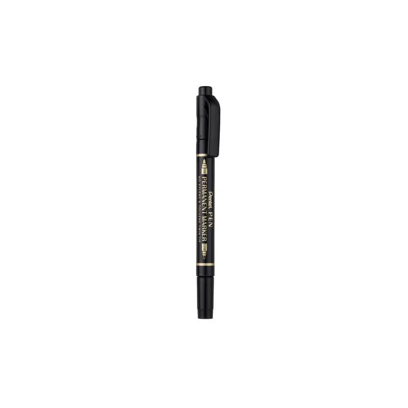 Marcatore permanente doppia punta Pentel Twin Tip tratti F-M nero N75W-AE (Conf.12)