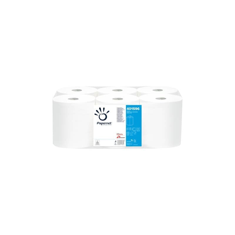 Asciugamani in Rotolo a devolgimento Papernet - 450 strappi - 2 veli - 19,7x30,5 cm - Conf. 6 pezzi - 401596