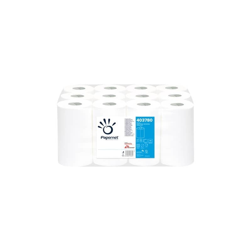 Asciugamani in Rotolo a devolgimento Papernet - 163 strappi - 2 veli - 21,4x35 cm - Conf. 12 pezzi - 403780