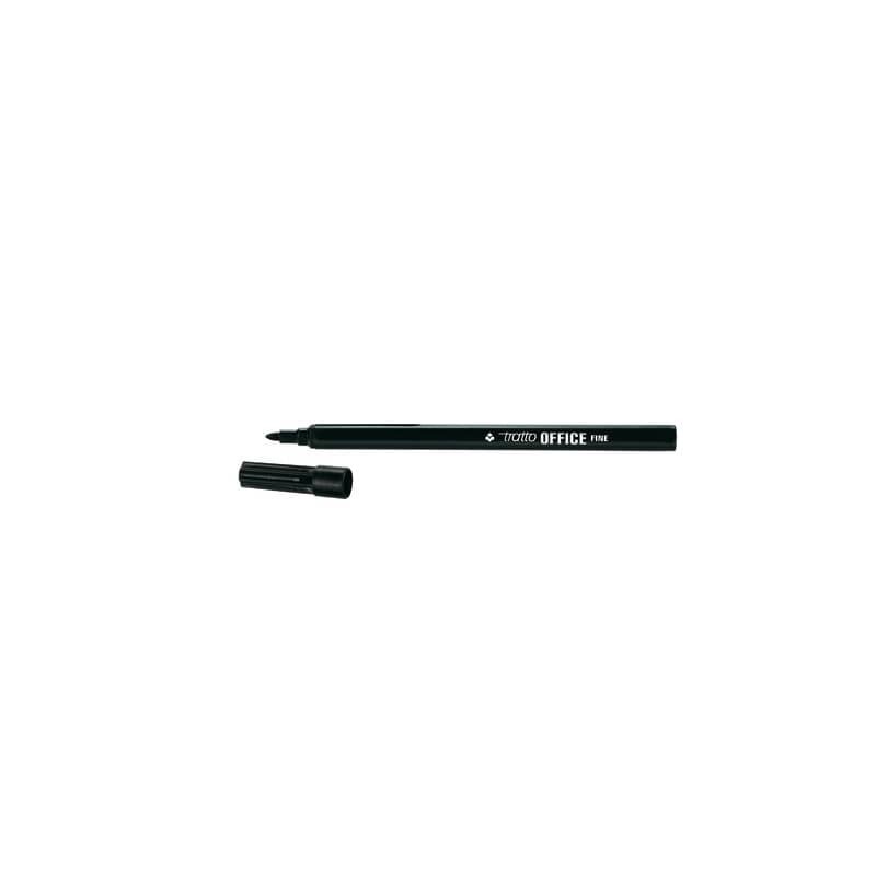 Marcatori punta in fibra TRATTO Office punta conica 0,7 mm nero Conf. 12 pezzi - F730503