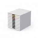 Cassettiera DURABLE Varicolor® 10 cassetti 28x35,6x29,2 cm profili colorati - 63027
