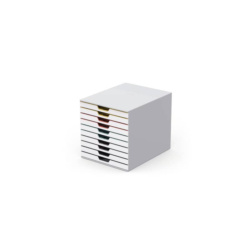 Cassettiera DURABLE Varicolor® 10 cassetti 28x35,6x29,2 cm profili colorati - 63027