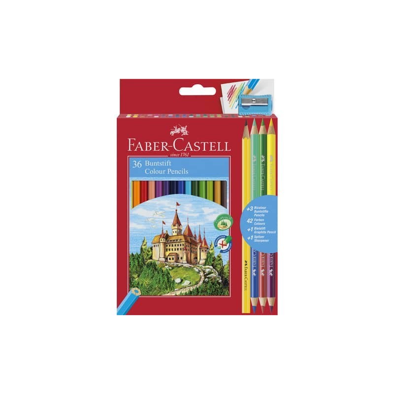 Matite colorate Faber-Castell Eco Il Castello Conf. 36 + 3 Bicolor + 1 Grafite - 110336