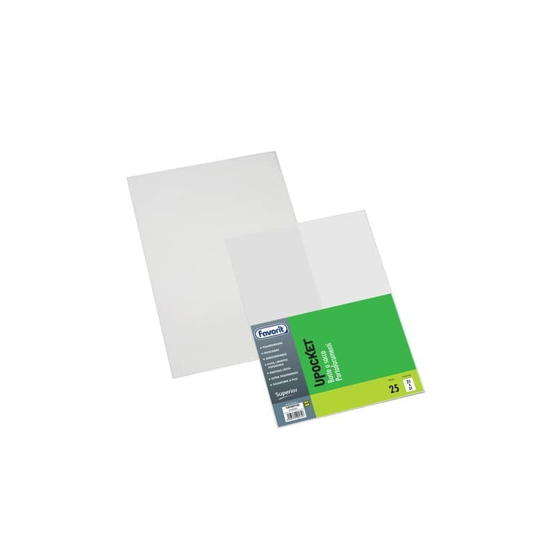 Buste trasparenti a sacco FAVORIT Upocket liscia superior 21x31 cm conf. da 25 - 100460100