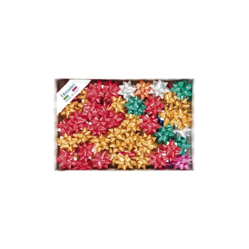 Stelle adesive per pacchi regalo Brizzolari 14 mm Ø 65 mm assortiti opaco conf. 100 - 3100