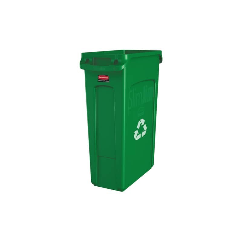 Contenitore rifiuti per differenziata Rubbermaid Slim Jim® con canali di ventilazione 87 L verde - FG354007GRN