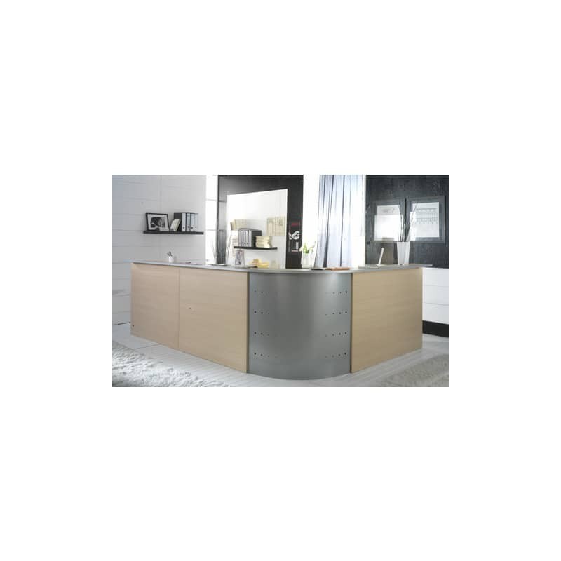 Scrivania Reception Frensy EMOTION fianchi a pannello 160x80x72 cm rovere con sopralzo 160x115 cm - UEMSRSA16