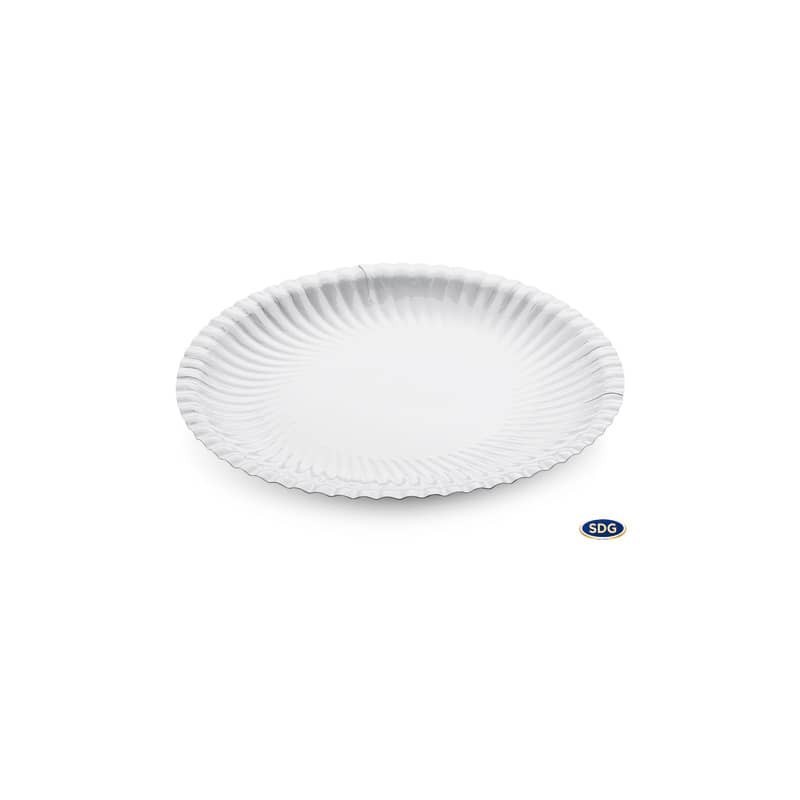 Piatto piano Ø 23 cm in cartoncino riciclato patinato Scatolificio del Garda Bianco - Conf. 50 pezzi - 203-00