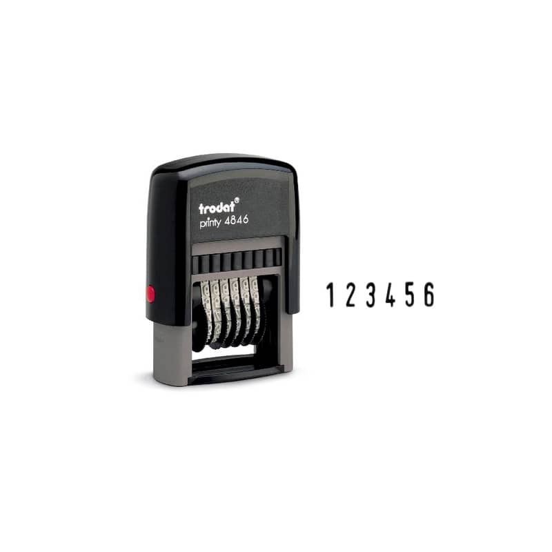 Numeratore autoinchiostrante a 6 bande TRODAT PRINTY ECO 4846 in plastica nero - 211594
