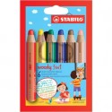 Matite colorate Stabilo Woody 3 in 1 punta larga - colori assortiti astuccio di cartone da 6 pezzi + temperino 8806-2