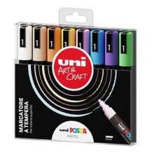 Marcatore a tempera inchiostro Uni Posca punta tonda - 1,8-2,5 mm colori assortiti pastello cf. 8 pz - M PC5MP 8P