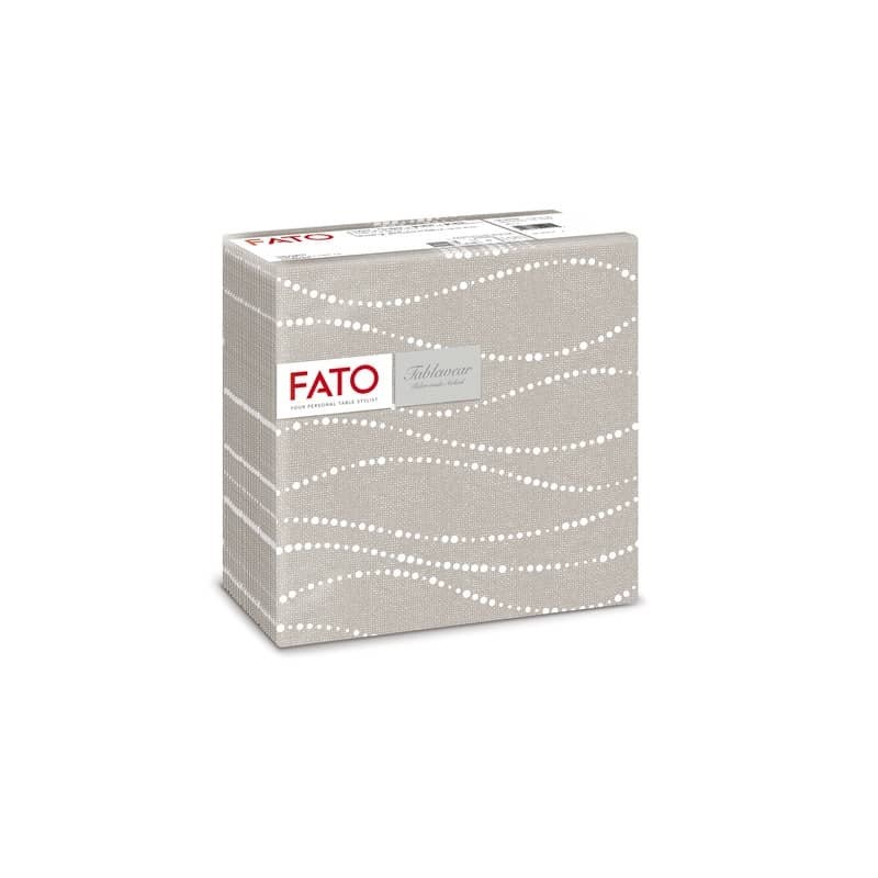 Tovaglioli piegati 1 velo Fato Tablewear 40x40 cm  pura cellulosa decoro Perle tortora conf. 50 pezzi - 88446600