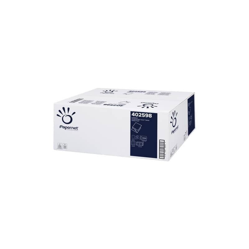 Carta igienica interfogliata Papernet 2 veli - 224 strappi 11x21 cm - bianco Conf. 40 pezzi bianco - 421345
