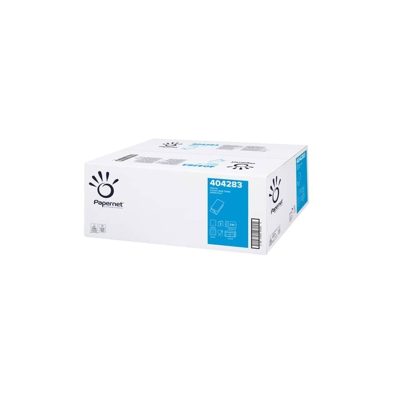 Asciugamani interfogliati piegati a V Papernet 2 veli - 21x22 cm - bianco Conf. 15 fascette da 210 pezzi- 404283