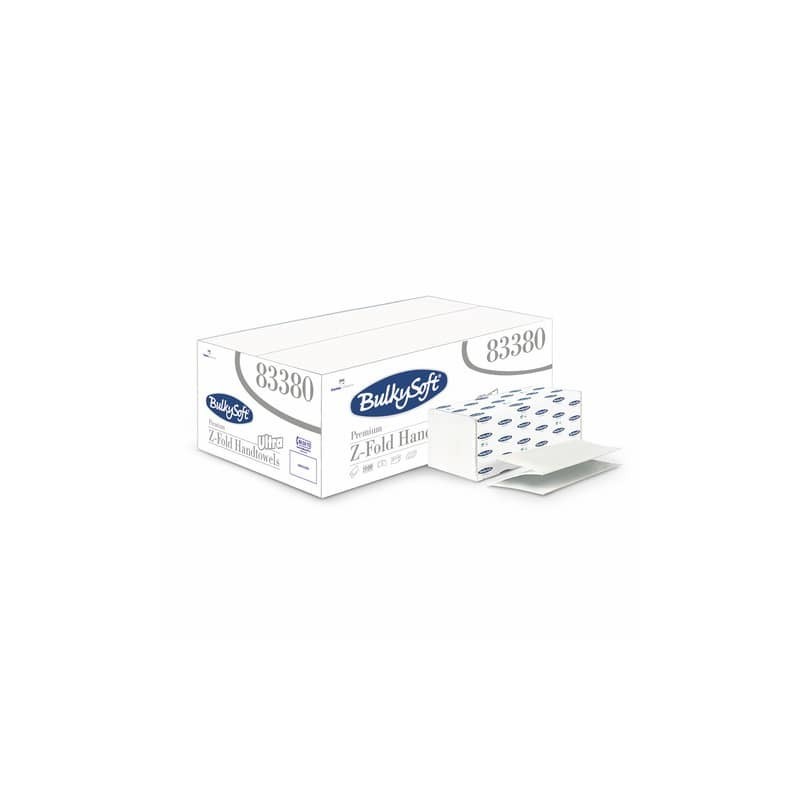 Asciugamani interfogliati piagatura a Z Bulkysoft 21,5x24 cm bianco Cf. 25 fascette da 150 fogli - 83380.E20