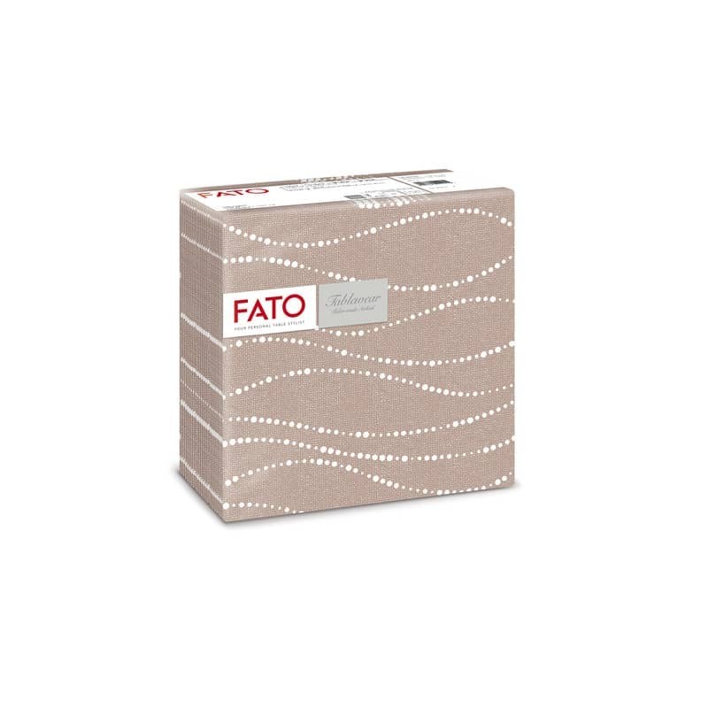 Tovaglioli piegati 1 velo Fato Tablewear 40x40 cm pura cellulosa decoro Perle nocciola - conf. 50 pezzi - 88446700