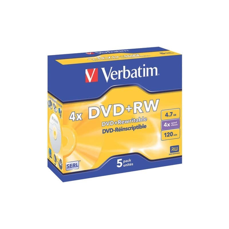 DVD+RW Verbatim 4x 4.7 GB  Conf. 5 pezzi - 43229