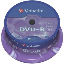 DVD+R Verbatim 16x 4.7 GB Spindle Case da 25 dvd - 43500
