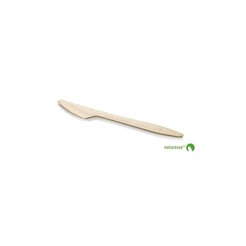 Coltelli in legno monouso Scatolificio del Garda - 165 mm avana - Conf. 100 pezzi - 11968