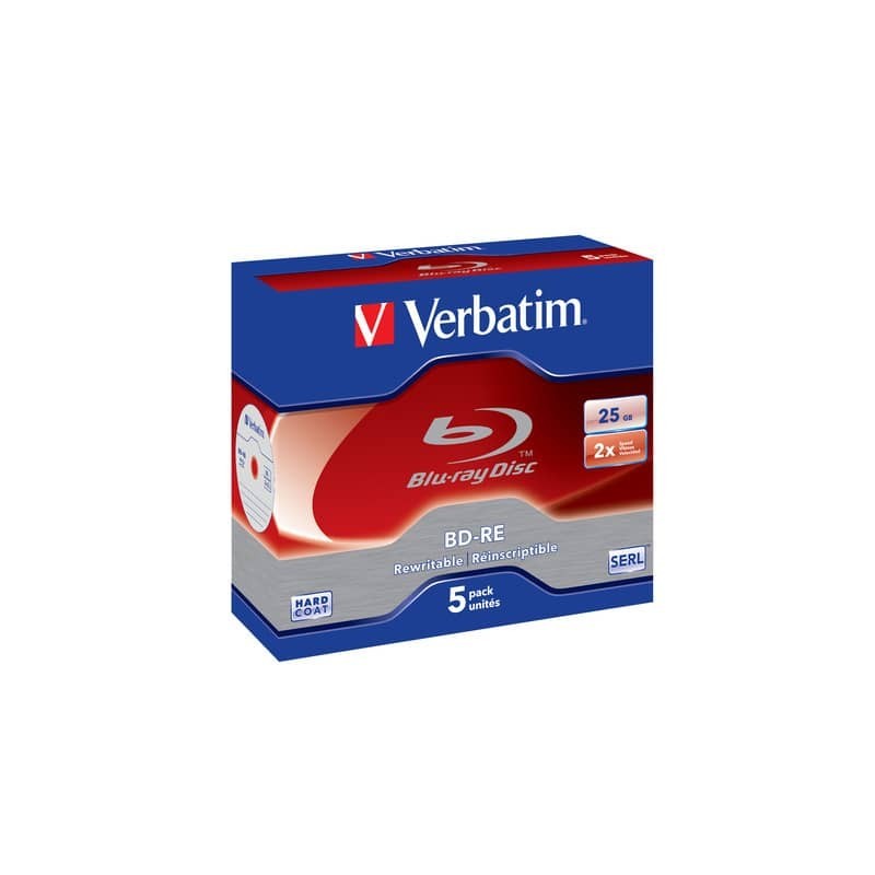 Blu-Ray BD-RE Verbatim 25 GB 2x Jewel Case conf. da 5 - 43615