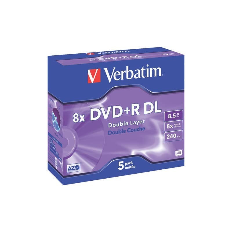 DVD+R Double Layer Verbatim Jewel case 8.5 GB - velocità 8x conf. da 5 - 43541