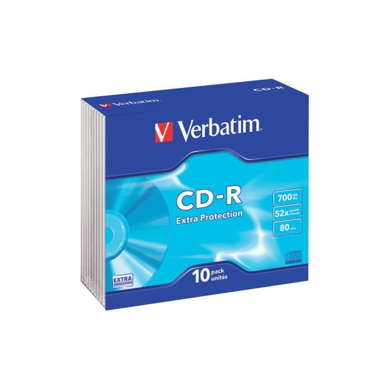 CD-R Extra Protection Verbatim 700 MB 52x Slim Case conf. da 10 - 43415