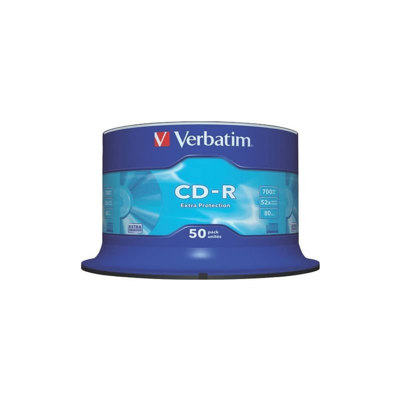 CD-R Extra Protection Verbatim 700 MB 52x Spindle Case da 50 cd-r - 43351