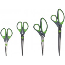 Forbici in blister Q-Connect Softgrip lame simmetriche grigio/verde 17,5 cm KF00753
