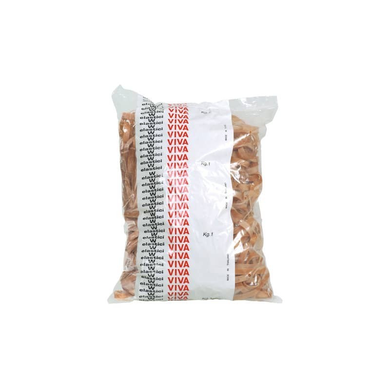 Fettucce Elastiche Viva in busta in gomma naturale tabacco 100x8 mm conf.1000 gr - G8x100