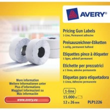Etichette permanenti per prezzatrici 1 linea Avery 12x26 mm bianco - Conf. 10 rotoli da 1500 etichette - PLP1226
