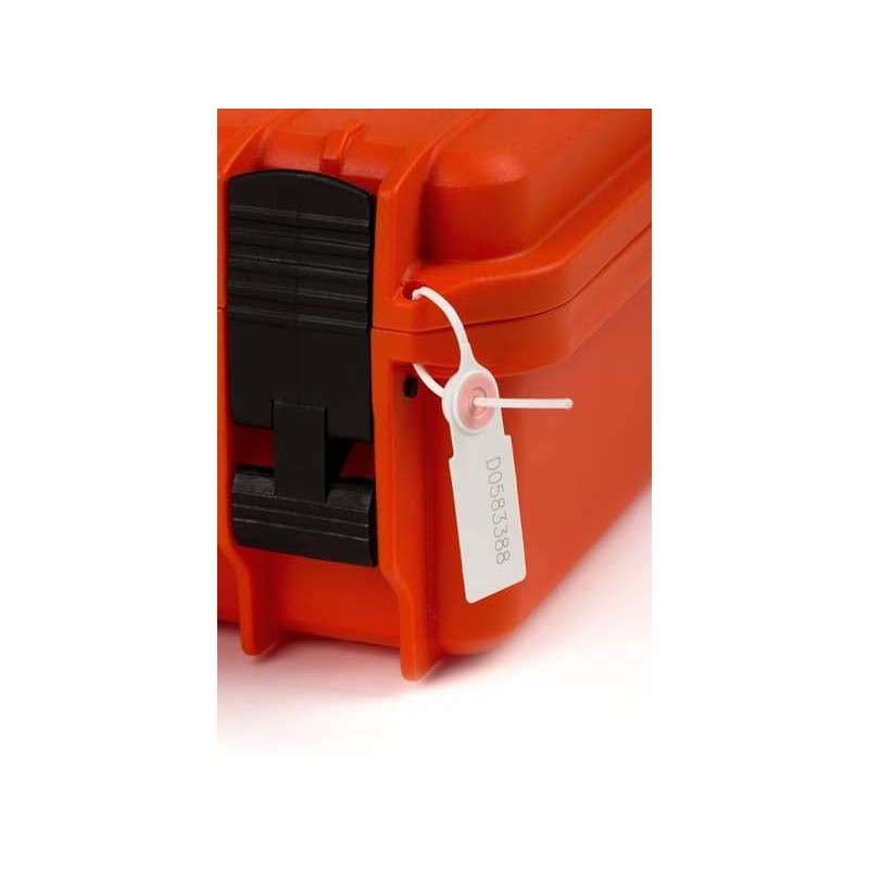 X-Seal 200 – Sigilli Di Sicurezza In Polipropilene, 200 Mm, 100 Pezzi Bianchi, Con Clip A Molla, Scrivi Alfanumerico Continuo, Resistenza 15 Kg
