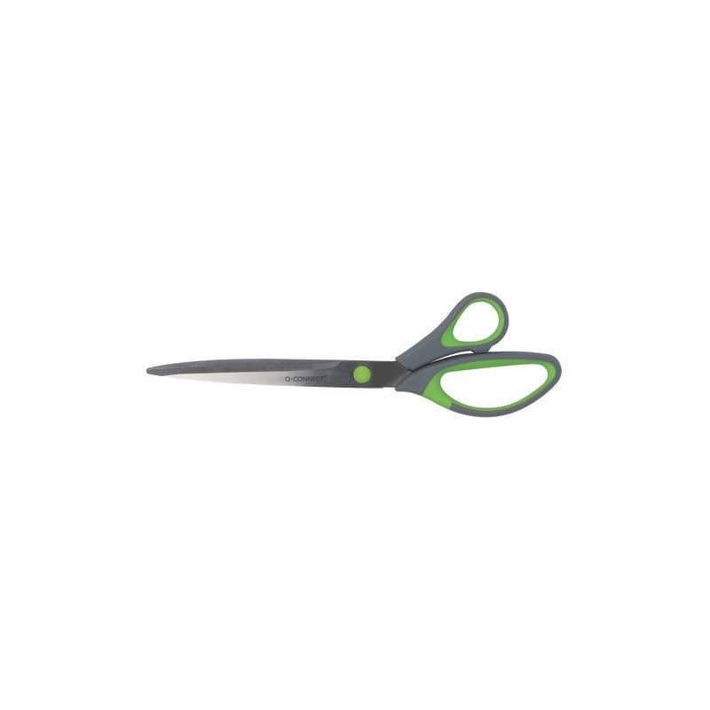 Forbici in blister Q-Connect Softgrip lame asimmetriche grigio/verde 24,9 cm KF00755