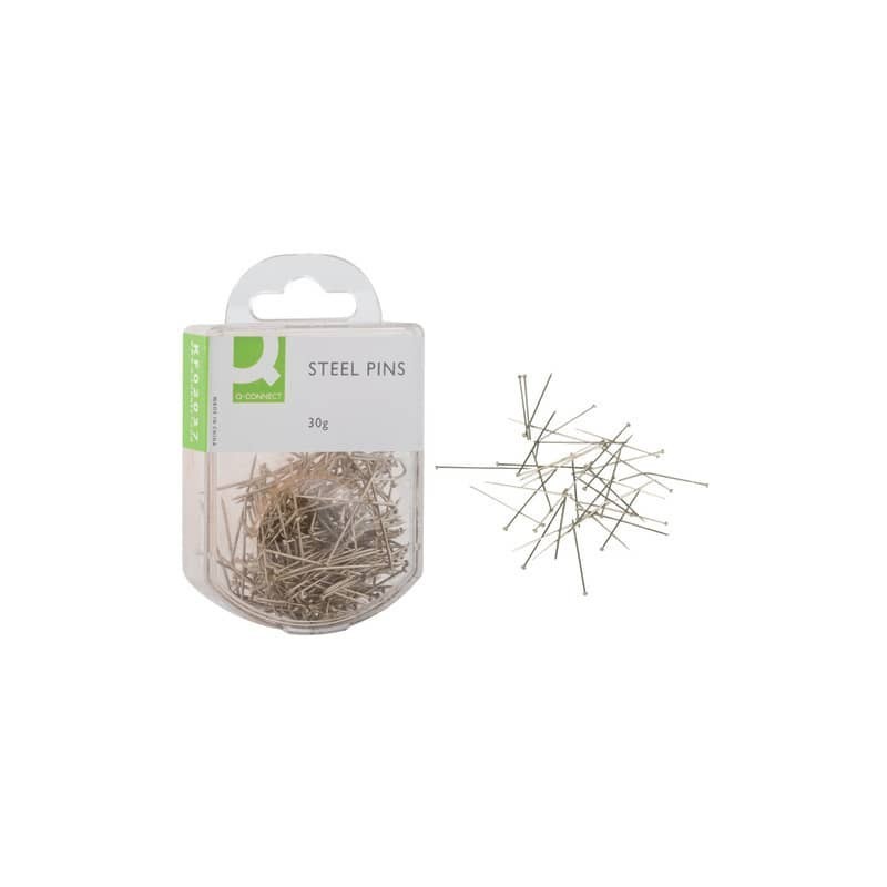 Spilli Q-Connect 30 mm acciaio  scatola da 30 grammi - KF02037