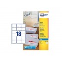 Etichette bianche per buste AVERY QuickDRY™ 63,5x46,6 mm - 18 et/foglio - stampanti inkjet - cf. 25 fogli J8161-25