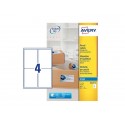 Etichette bianche per pacchi AVERY QuickDRY™ 99,1x139 mm - 4 et/foglio - stampanti inkjet - cf. 25 fogli J8169-25