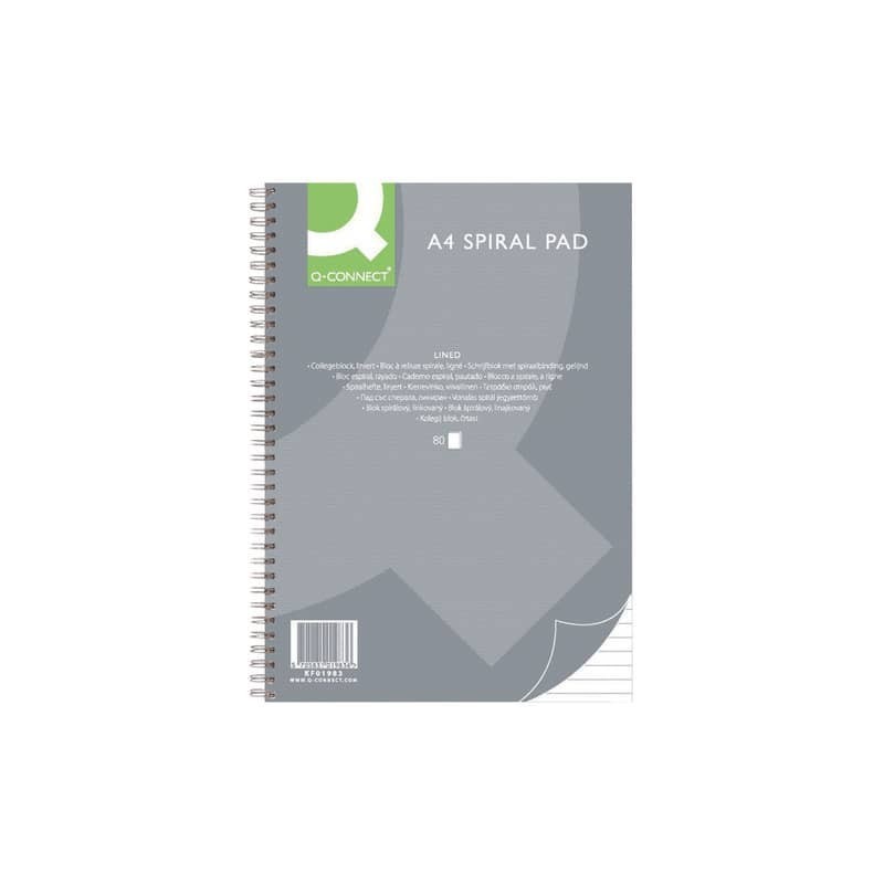 Quaderno spiralato Q-Connect A4 - 80 ff 70 g/m² - rigatura 1R - KF01983 (Conf.2)