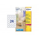 Etichette poliestere trasparenti lucide AVERY QuickPEEL™ tonde Ø 40 mm - 24 et/foglio - laser conf. 25 ff L7780-25