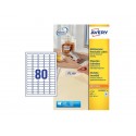 Etichette bianche rimovibili AVERY 35,6x16,9 mm - 80 et/foglio - stampanti laser/inkjet Conf. 25 fogli L4732REV-25