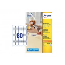 Etichette bianche rimovibili AVERY 35,6x16,9 mm - 80 et/foglio - stampanti laser/inkjet Conf. 25 fogli L4732REV-25