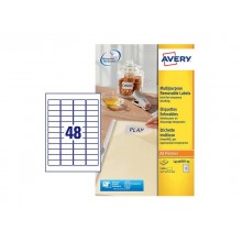 Etichette bianche rimovibili AVERY 45,7x21,2 mm - 48 et/foglio - stampanti laser/inkjet Conf. 25 fogli L4736REV-25