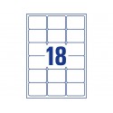 Etichette bianche rimovibili AVERY 63,5x46,6 mm - 18 et/foglio - stampanti laser/inkjet Conf. 25 fogli L6025REV-25