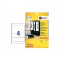 Etichette bianche per raccoglitori Avery Ultragrip™ 61x192 mm - 4 et/foglio - stampanti laser - Conf 25 fogli L4761-25