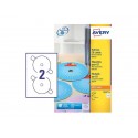 Etichette per CD AVERY finitura coprente Ø 117 mm - 2 et/foglio - per Laser - bianche - conf. 25 fogli - L7676-25