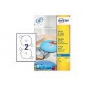 Etichette per CD AVERY patinate opache Ø 117 mm  - 2 et/foglio - per Inkjet - copertura totale - cf. 25 fogli J8676-25