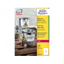 Etichette permanenti poliestere bianche Avery 210x297 mm 1 et/foglio - stampanti laser - cf. 100 ff - L4775-100