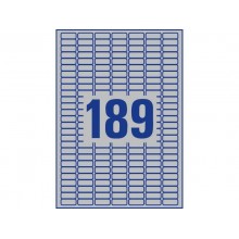Etichette permanenti poliestere argento Avery 25,4x10 mm - 189 et/foglio - laser monocolore - conf. 20 ff L6008-20