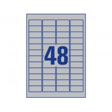 Etichette permanenti poliestere argento Avery 45,7x21,2 mm - 48 et/foglio - laser monocolore conf. 100 ff L6009-100